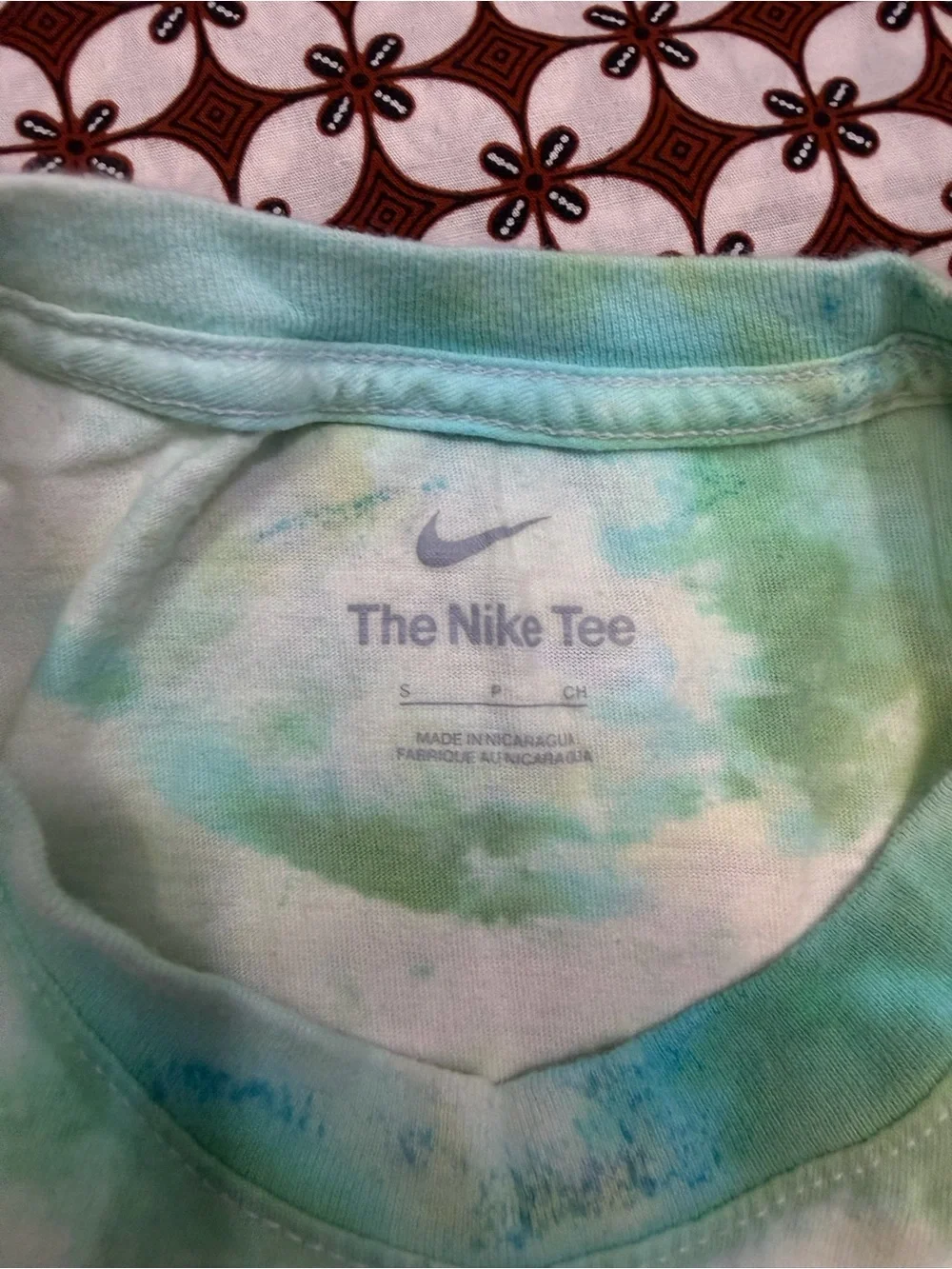 Nike White Tie-Dye Short Sleeve T-Shirt with Black Logo